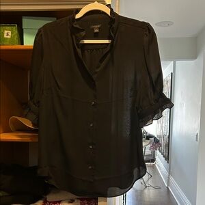 Ann Taylor Black Button-Up Blouse